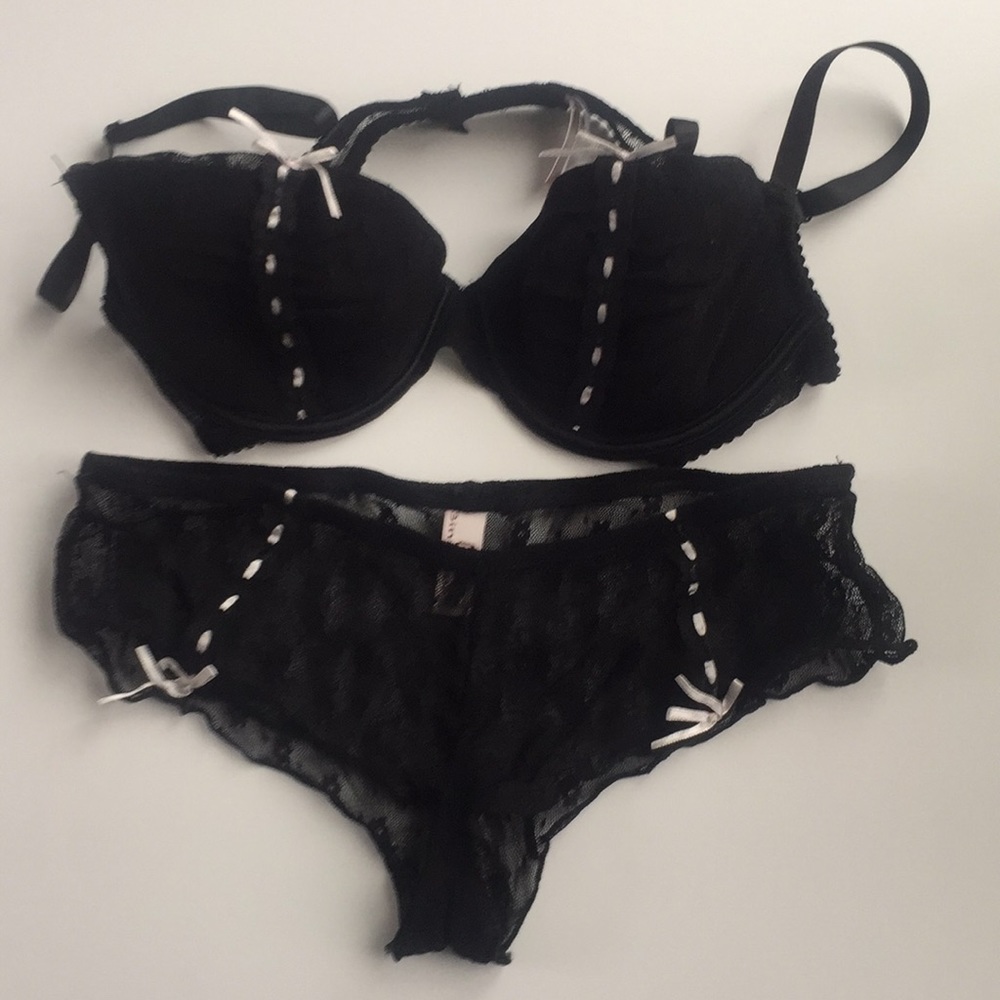 Gina Vior Black Bra Underwire 34C Pantie M Set